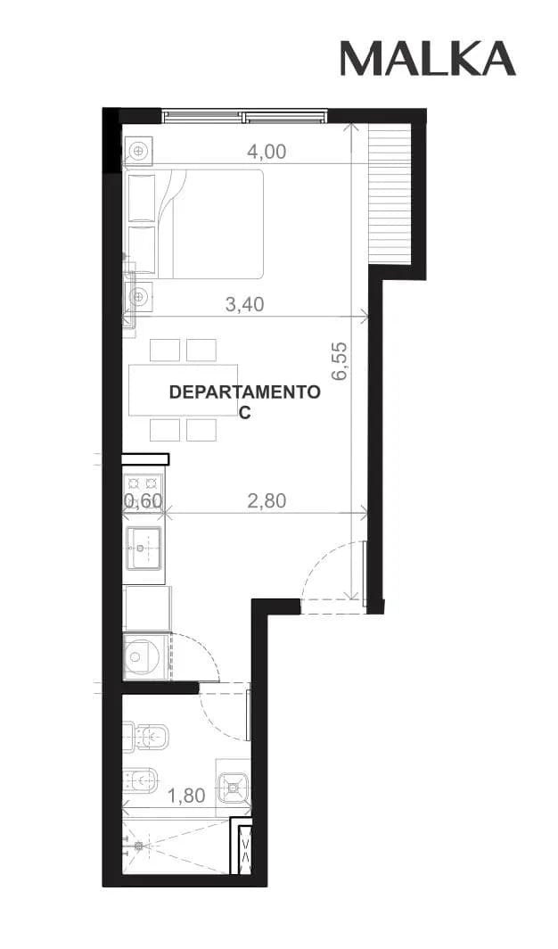 Departamento de pozo de un dormitorio con financiacion a 60 meses - Villa Sarita