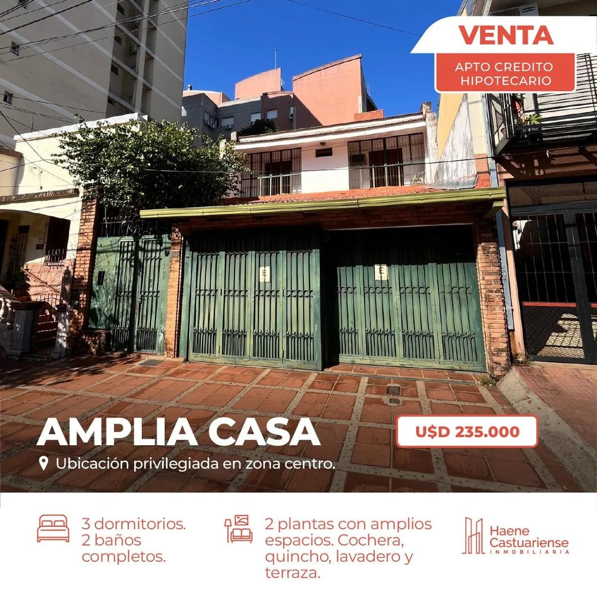 Casa de 3 Dormitorios Centrica en Venta