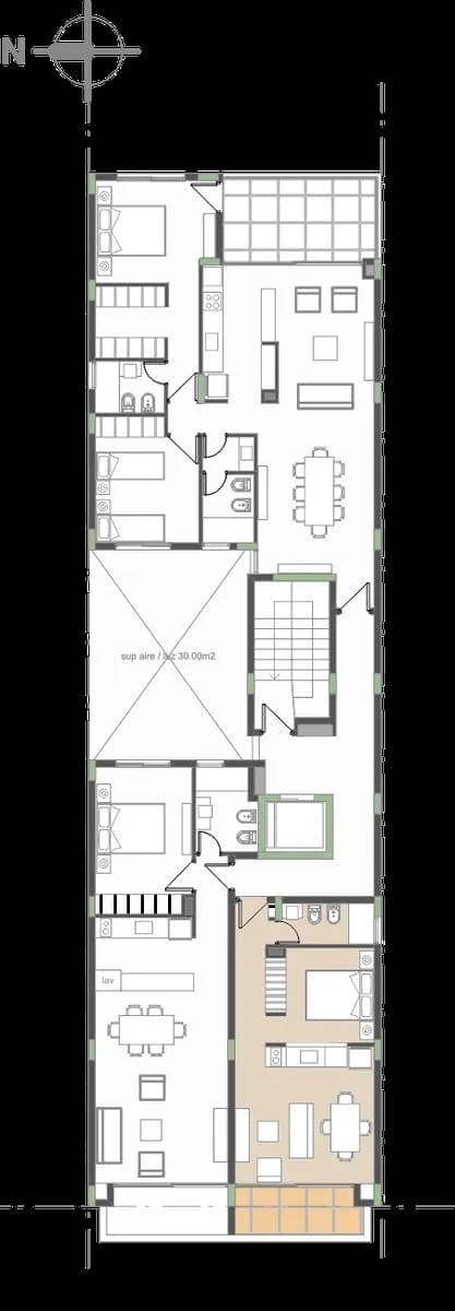 Departamento Monoambiente en pozo en venta