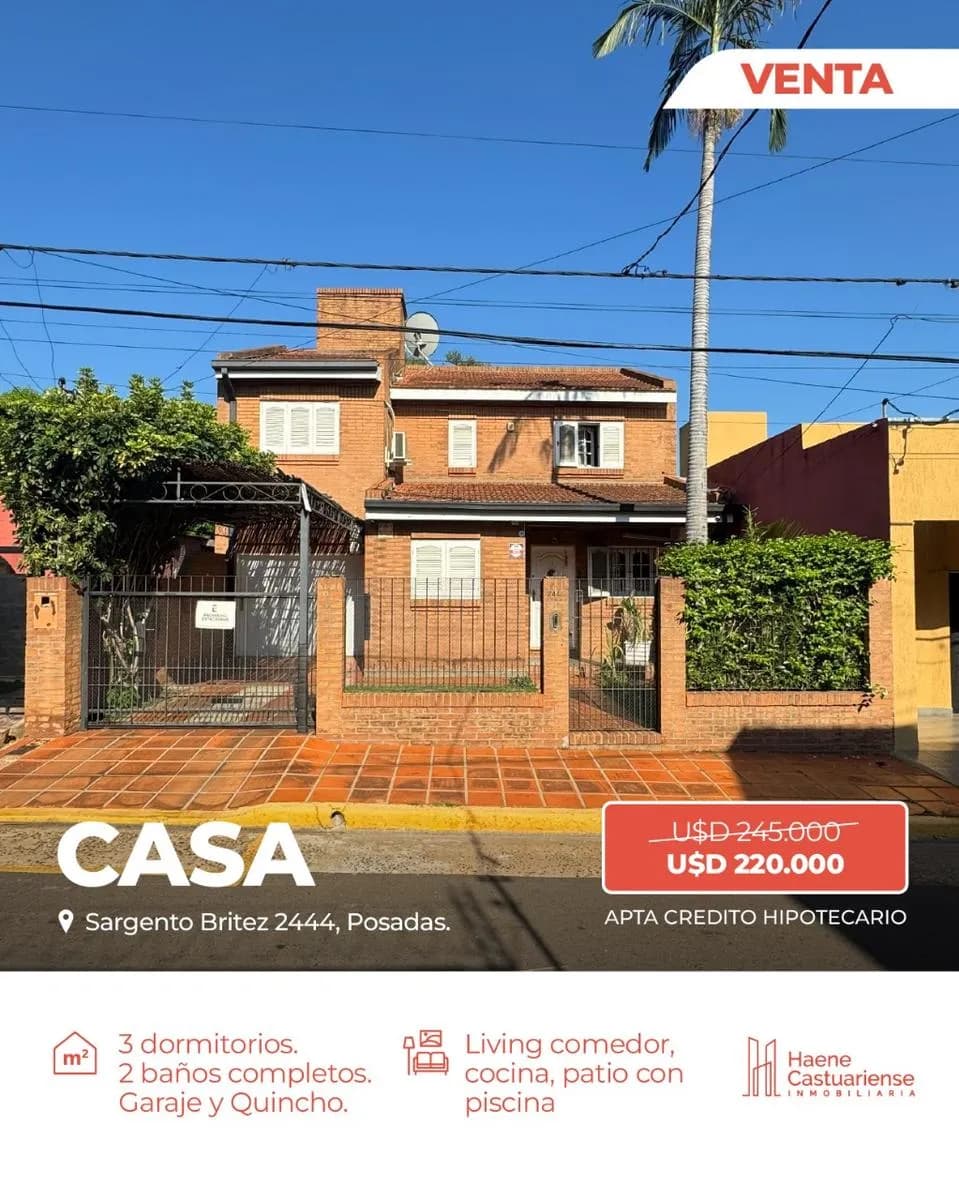 Casa de 3 dormitorios en venta