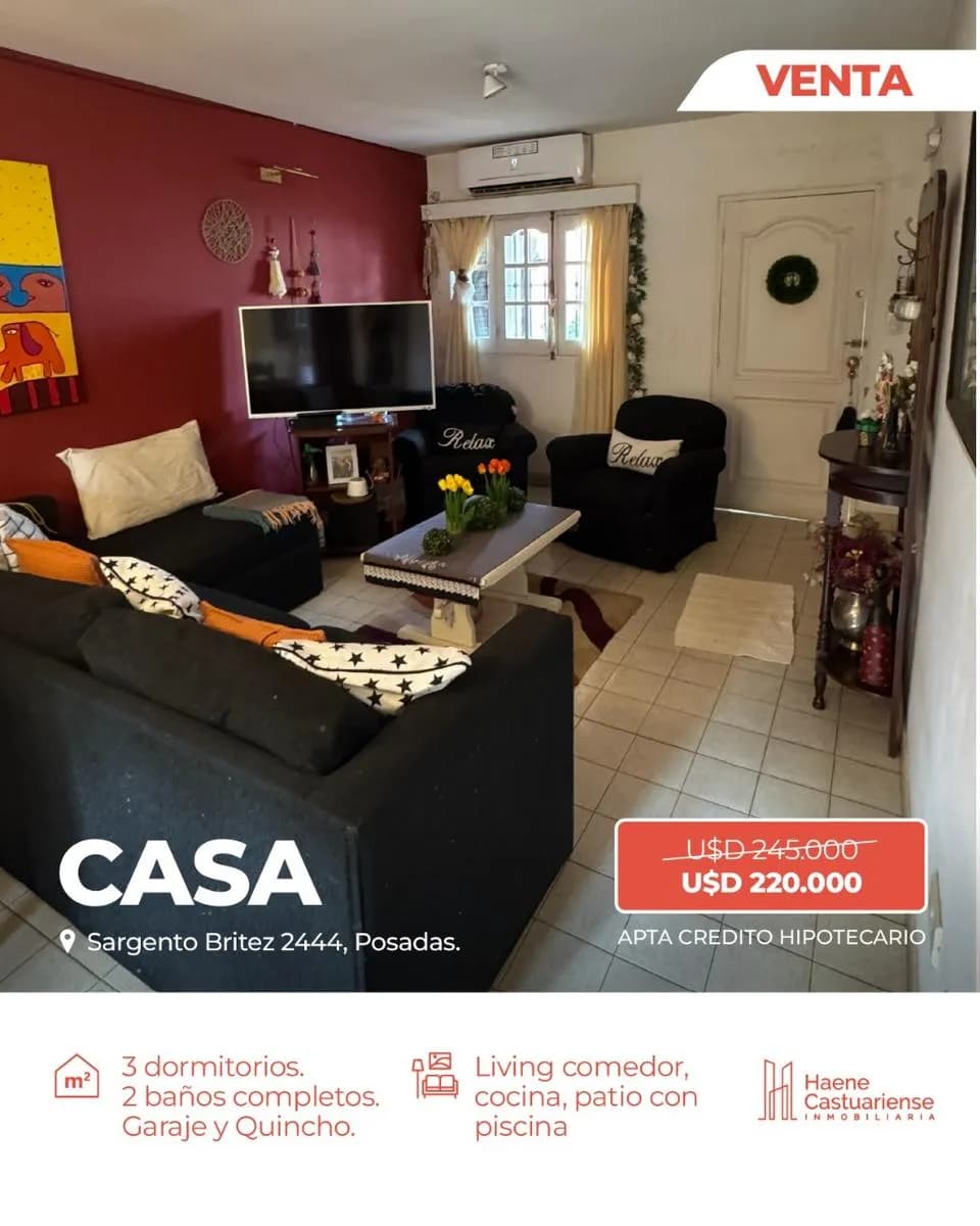 Casa de 3 dormitorios en venta
