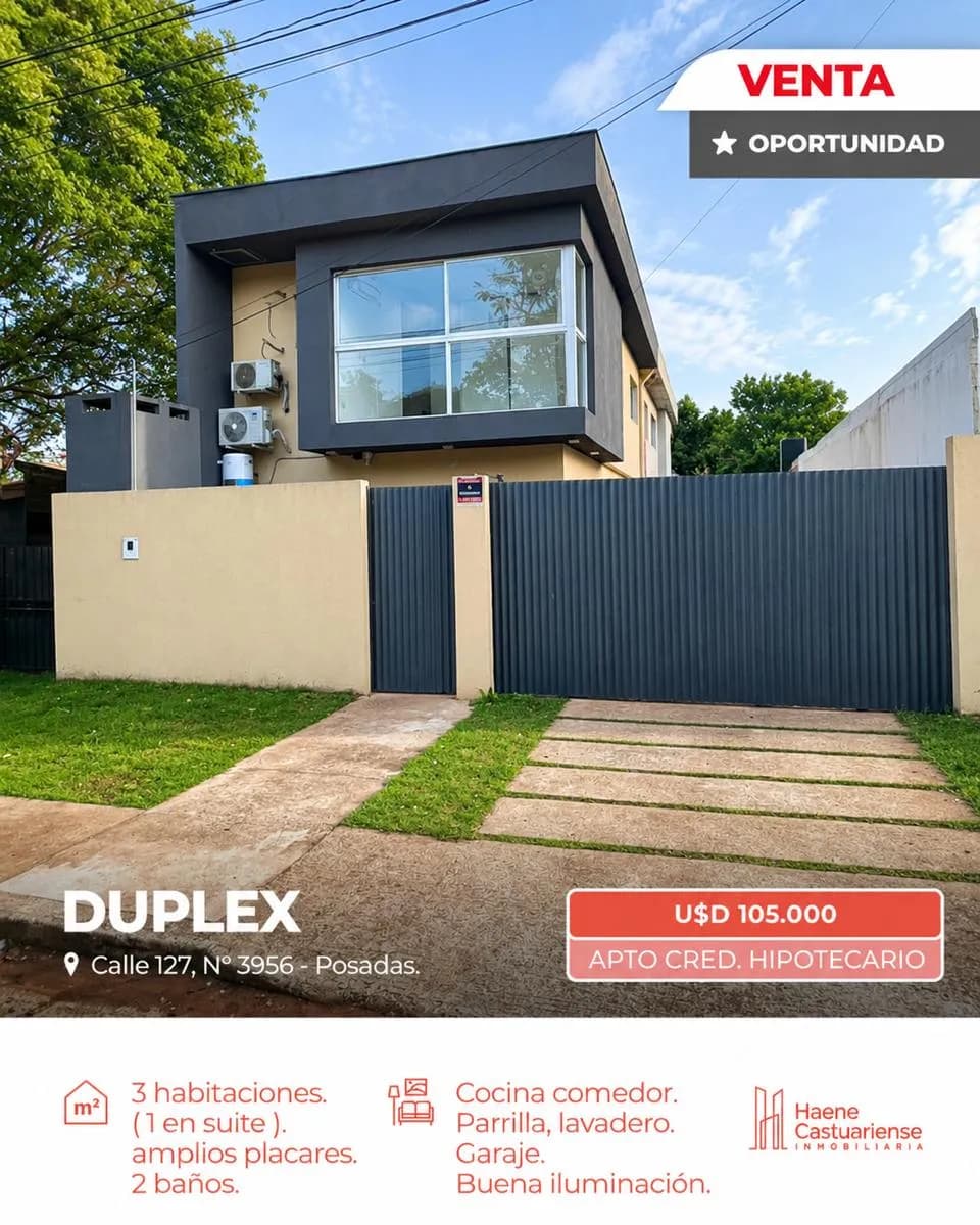 Duplex en Venta de 3 Dormitorios apto a Credito