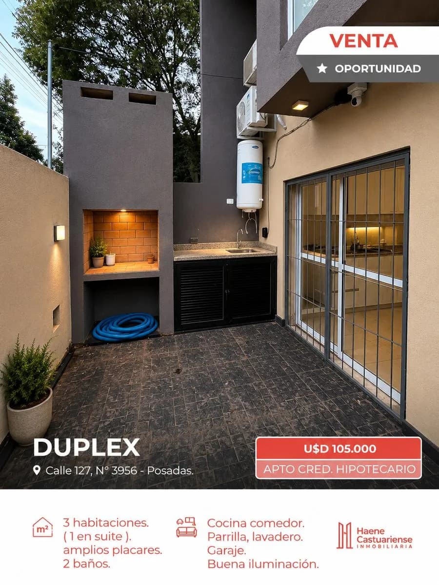 Duplex en Venta de 3 Dormitorios apto a Credito