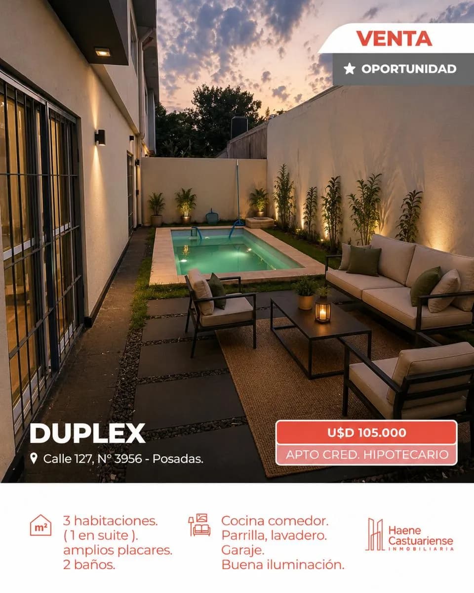 Duplex en Venta de 3 Dormitorios apto a Credito