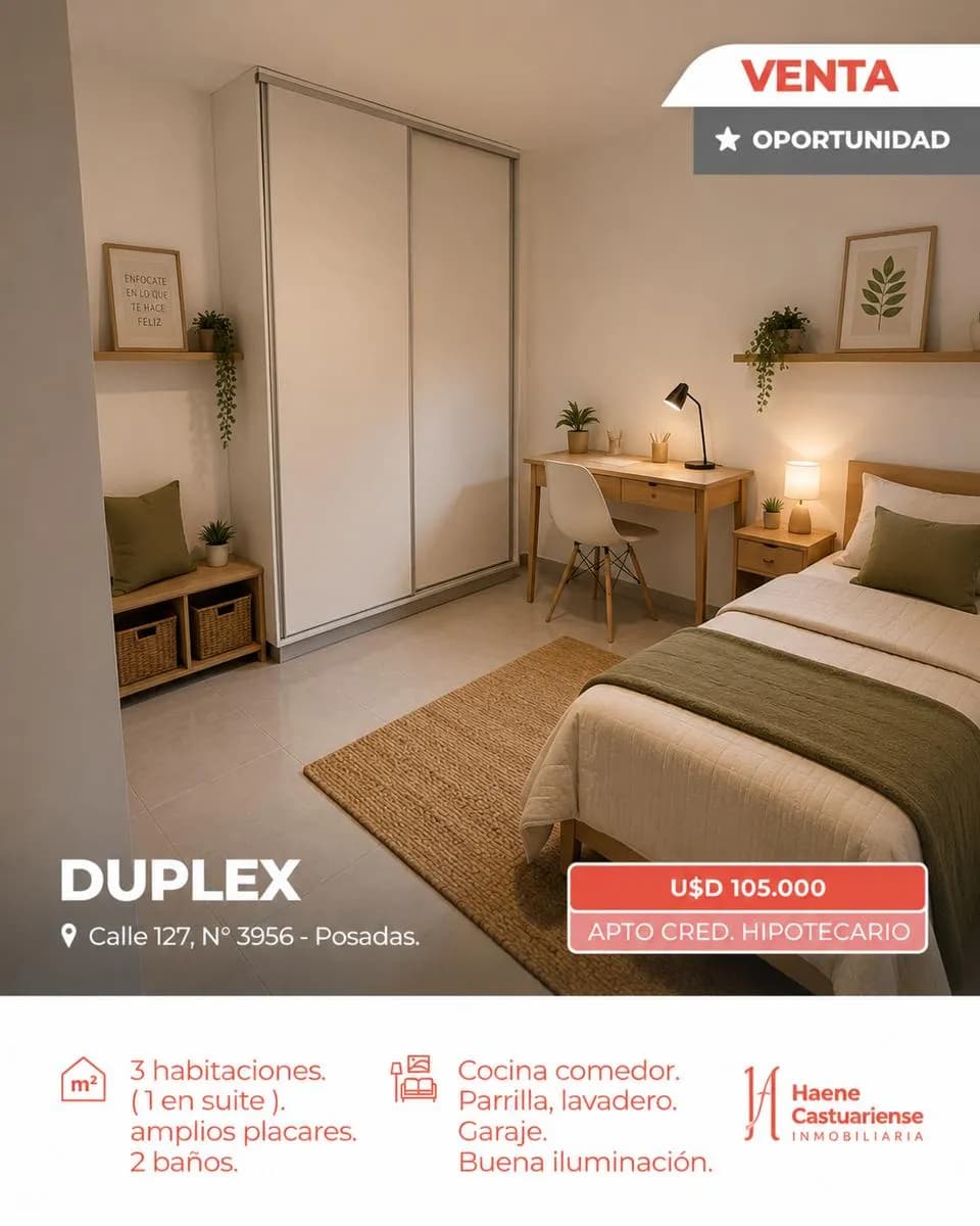 Duplex en Venta de 3 Dormitorios apto a Credito