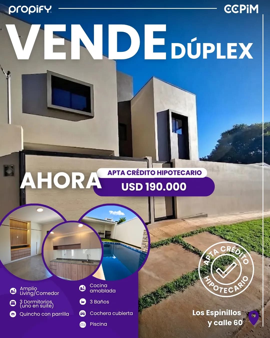 Dúplex en venta | Patio con pileta | Apto crédito hipotecario