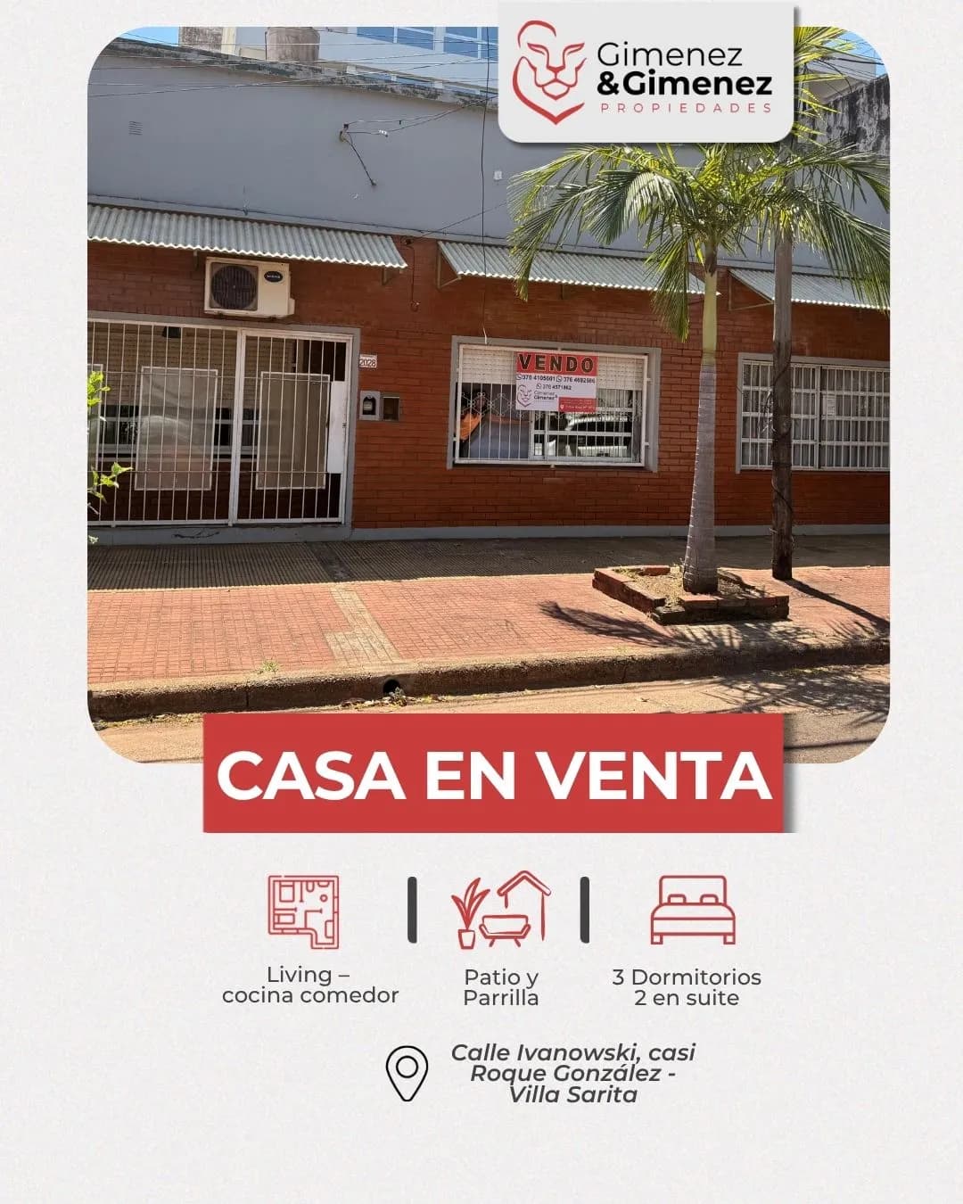 Casa en Venta calle Ivanoski, casi Roque González – BAJA DE VALOR!!