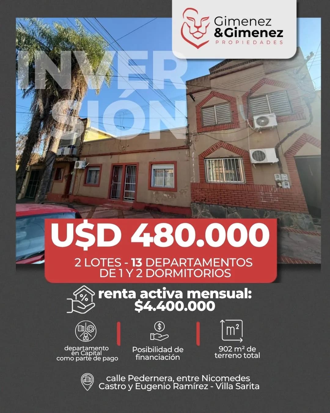 PROPIEDAD EN VENTA PARA INVERSIÓN – VILLA SARITA