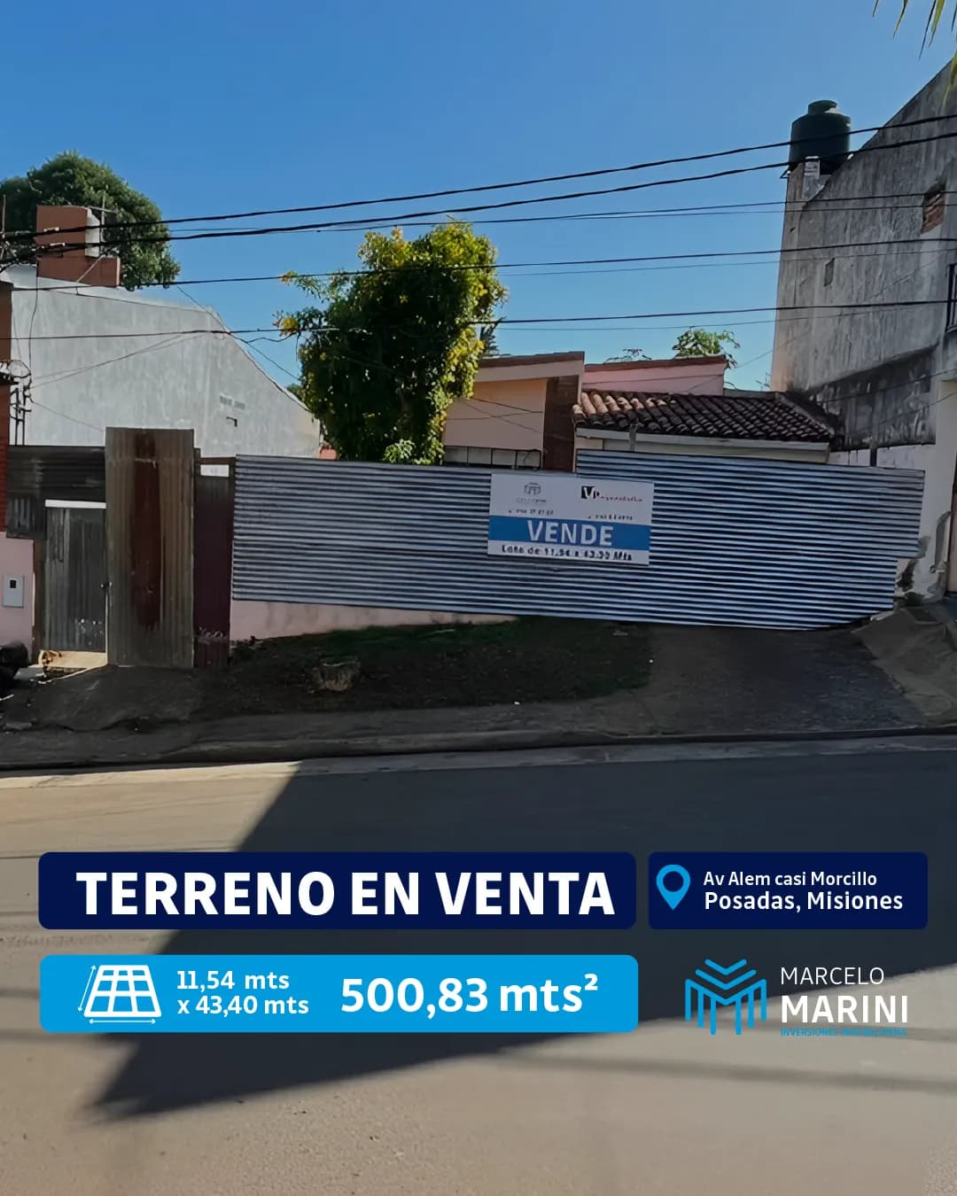Terreno | 500 m² | Av. Alem casi Morcillo | A 2 Cdras 4 Avenidas | u$s 130.000