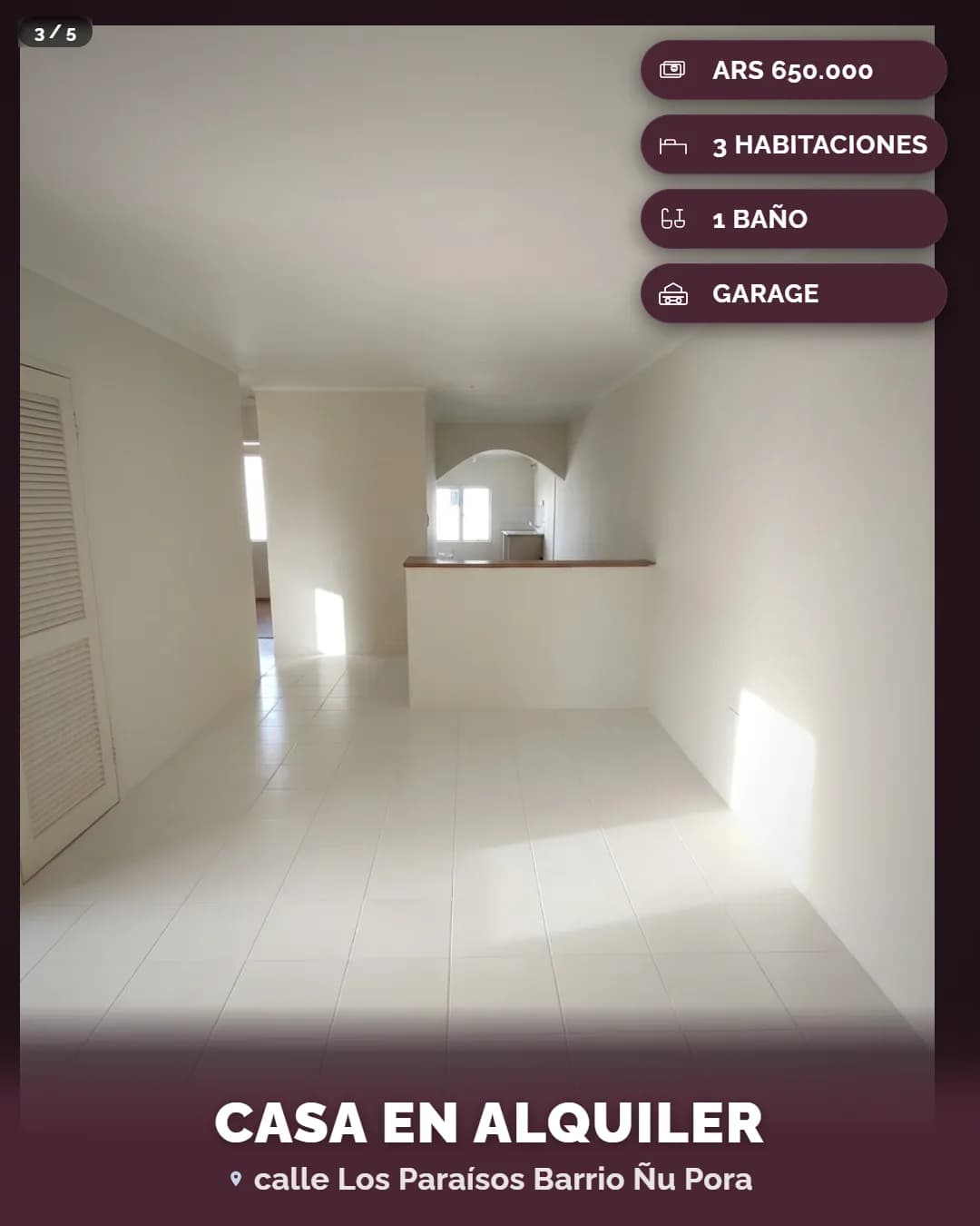 Casa en alquiler amplia y luminosa