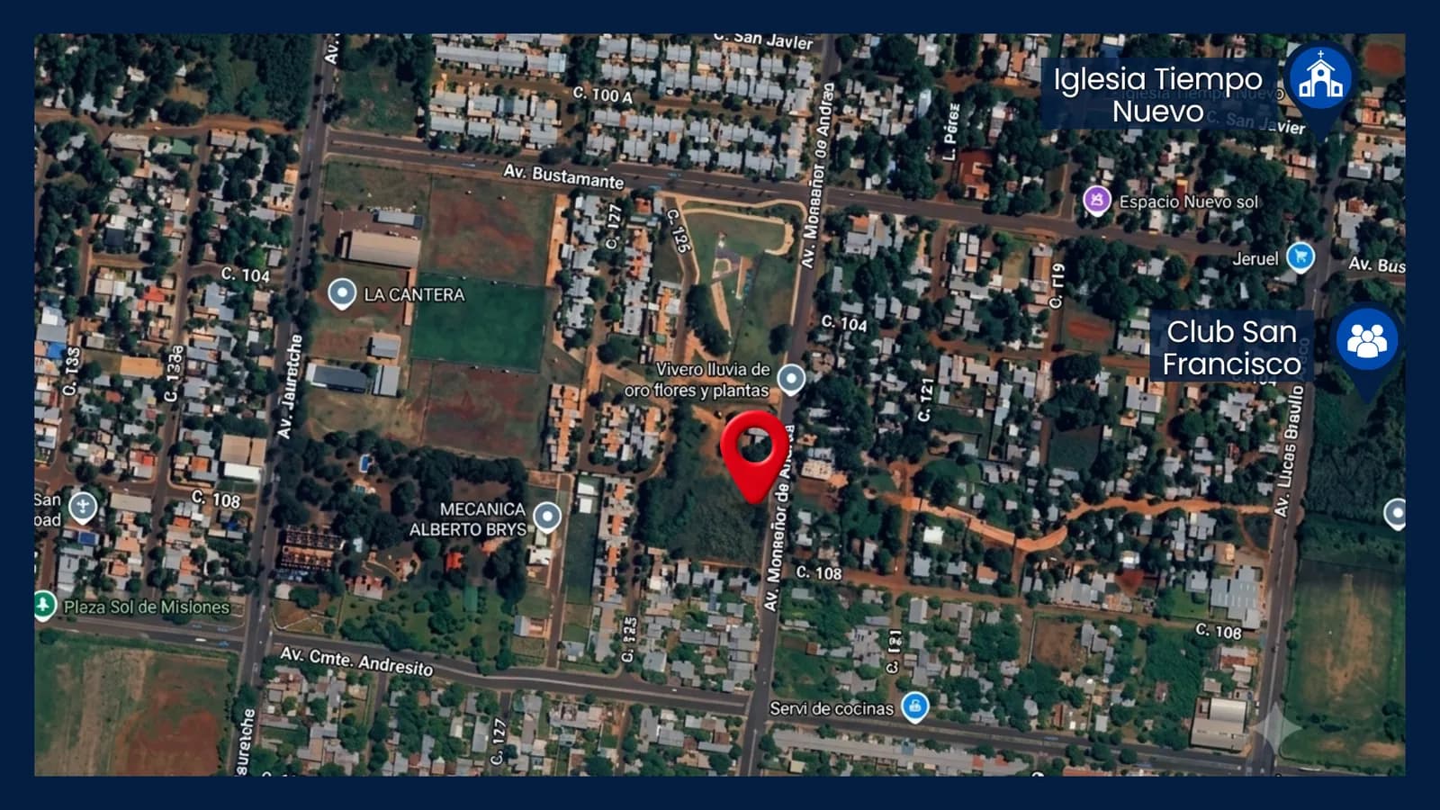 Vista satelital de la ubicación