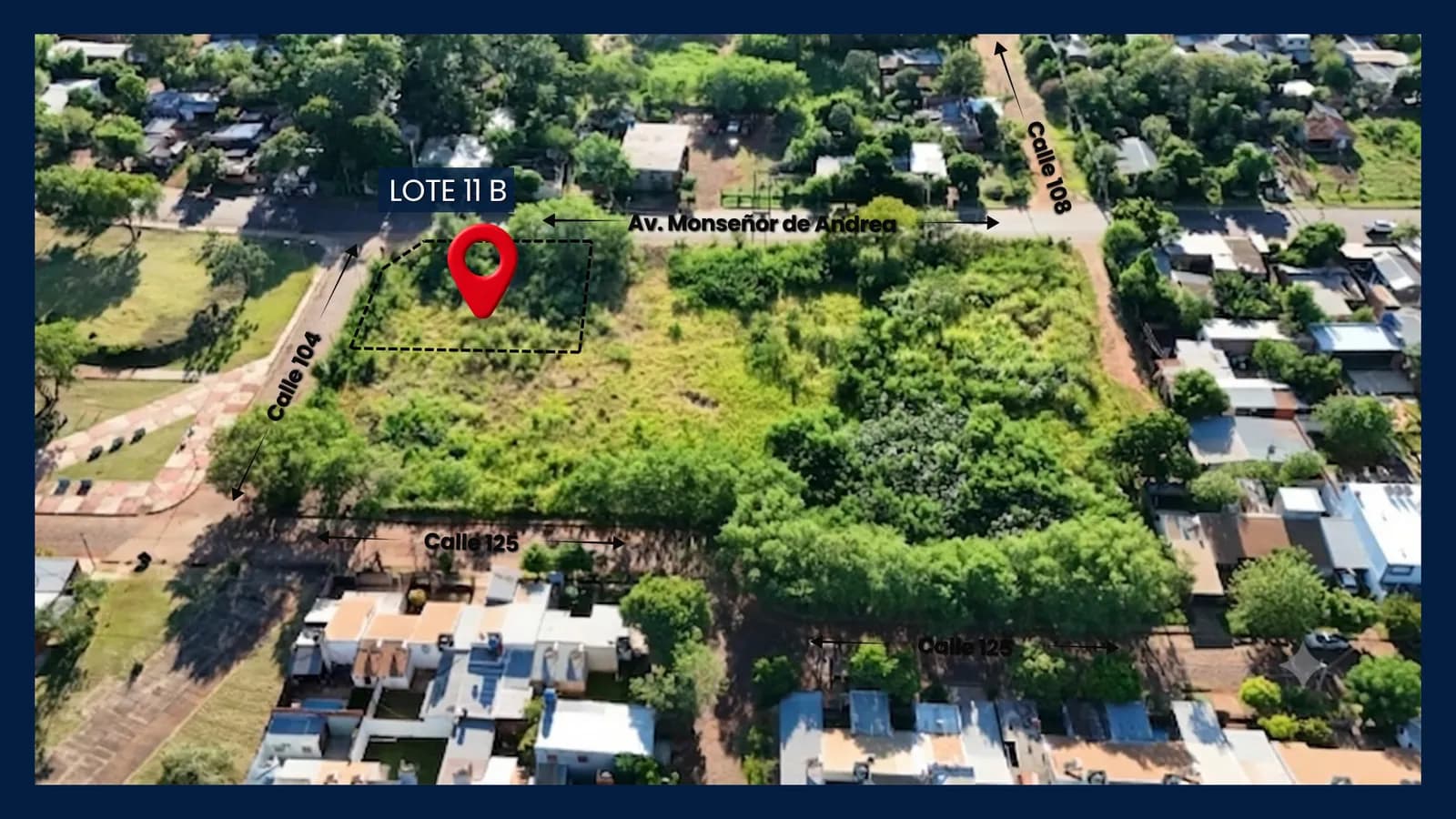Vista aérea de terreno en venta