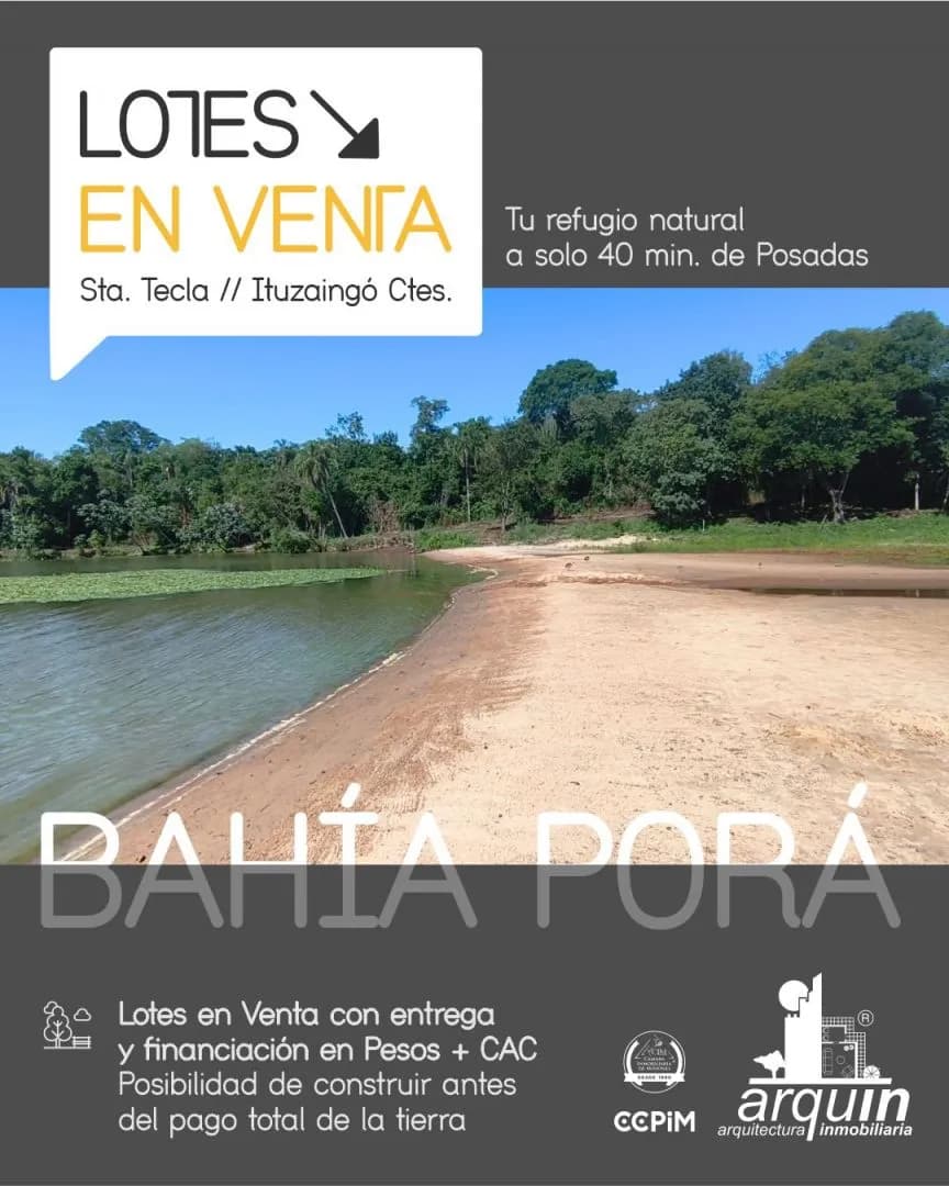 LOTE en Bahia Pora, Santa Tecla, prox al rio