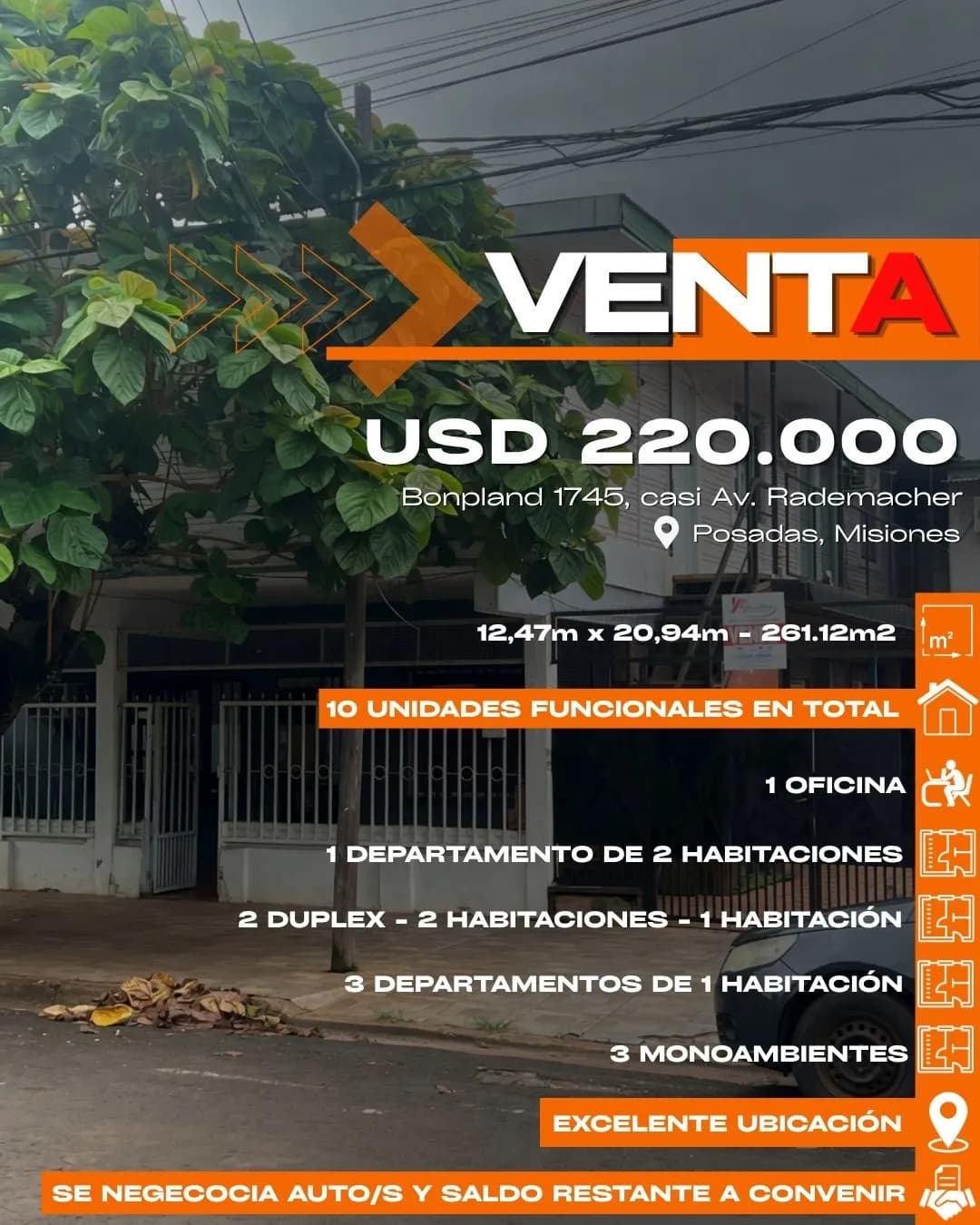 Aviso inmobiliario de propiedad en venta