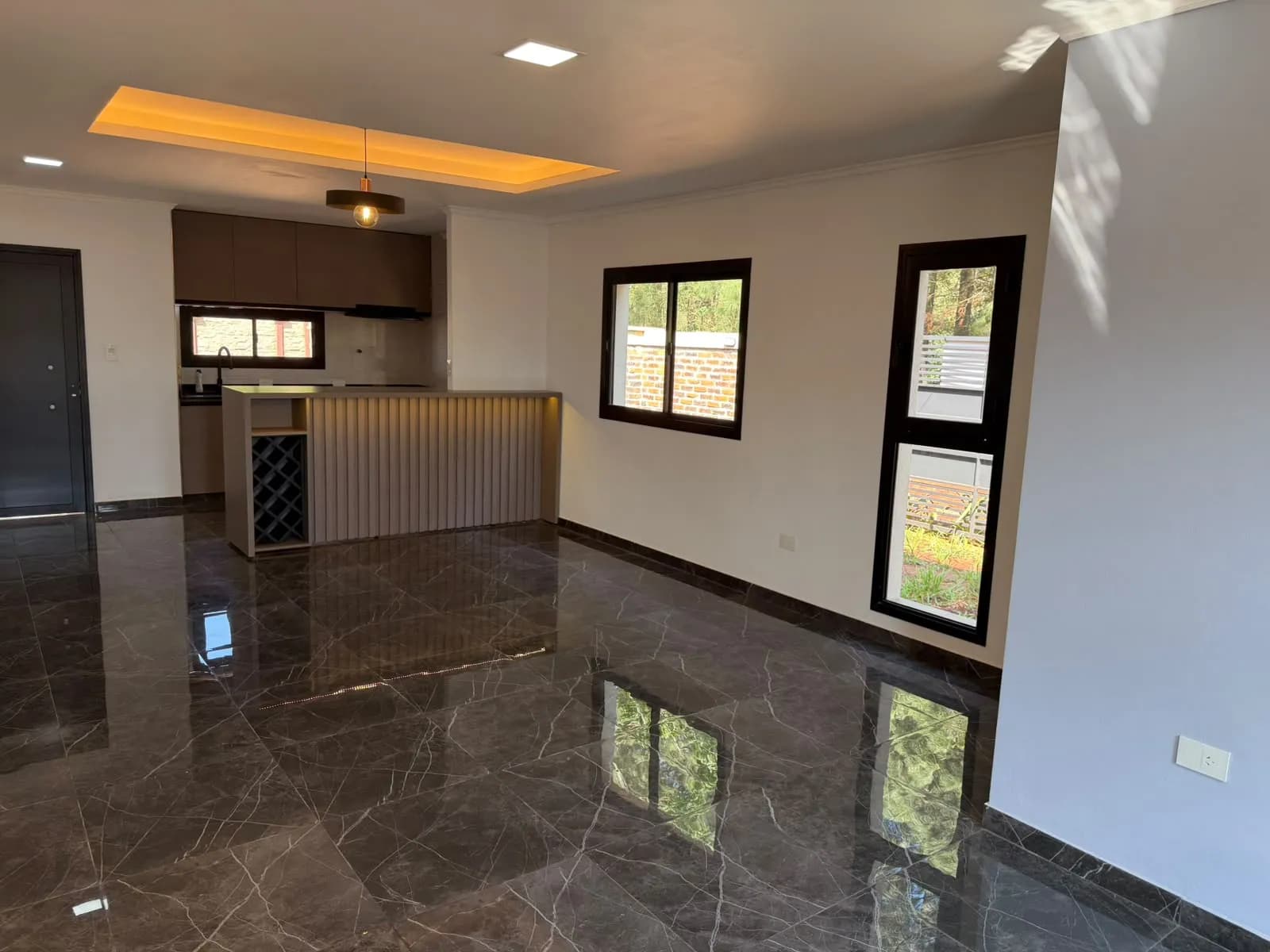 Living moderno con cocina integrada
