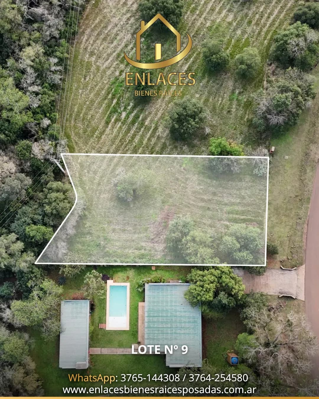 Vista aérea de terreno en venta