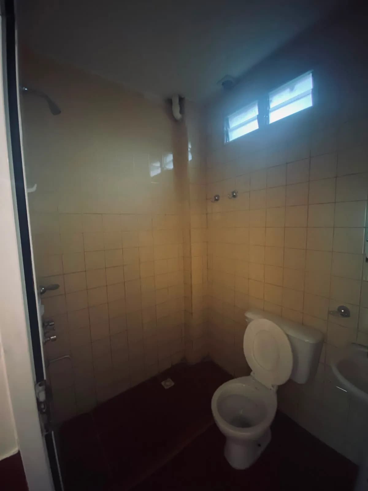 Baño sencillo con ducha e inodoro