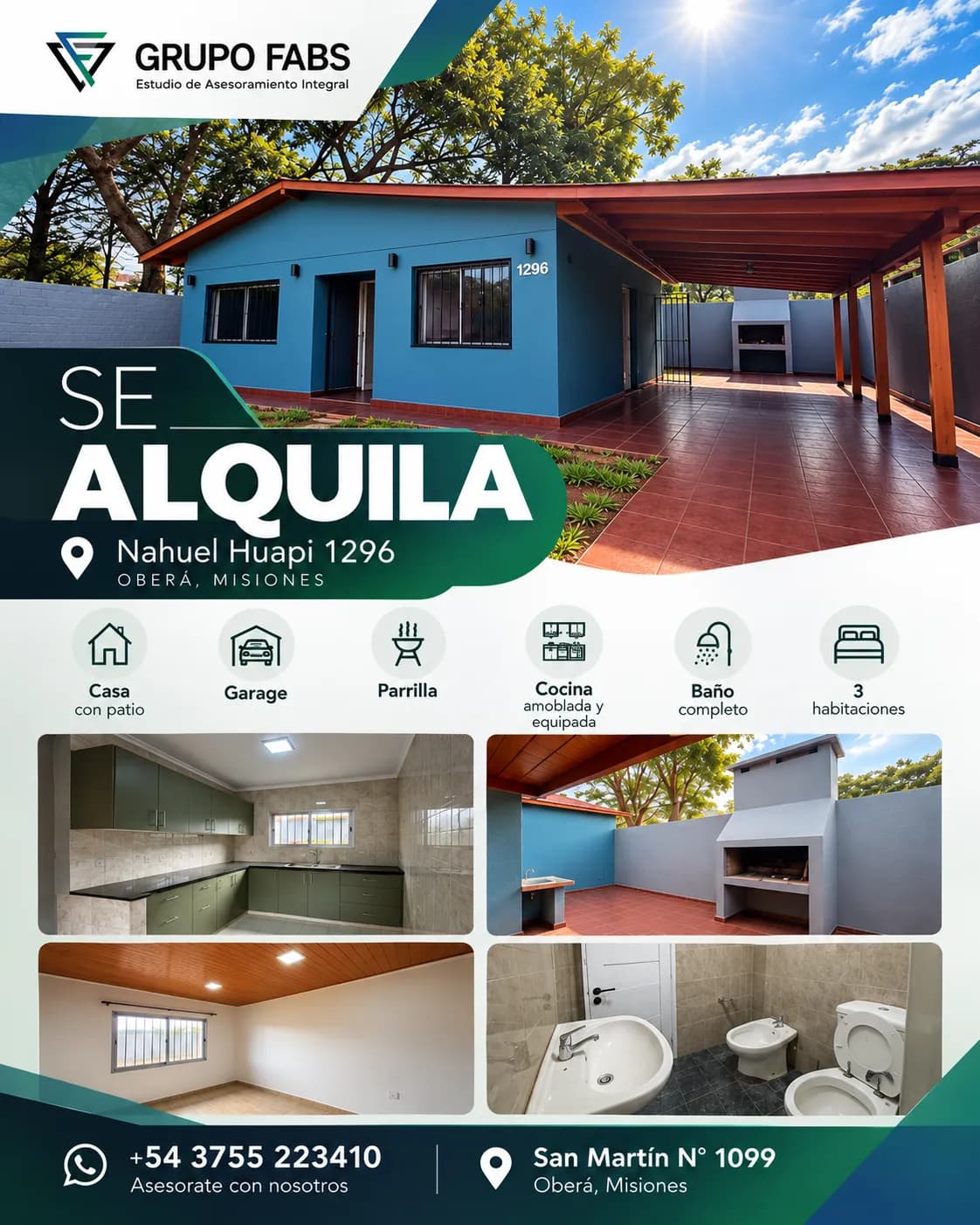 Anuncio inmobiliario de casa en alquiler